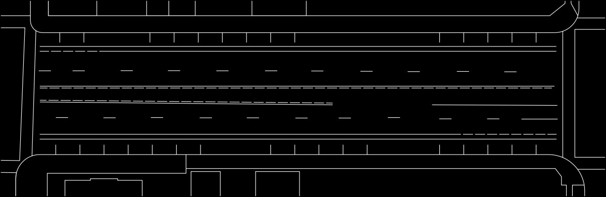 We produced a variety of traffic alignment options incorporating bike lanes into the system.