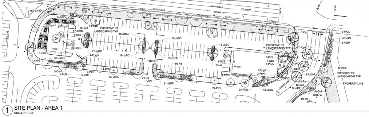 A portion of the site's planting plan.